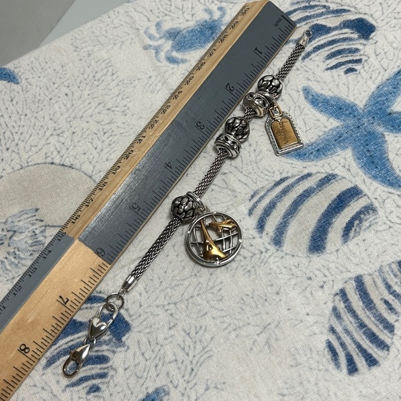 Brighton Beverly Glam Charm Bracelet 2 Travel Charms 5 Spacers Silver Plated - Picture 4 of 8